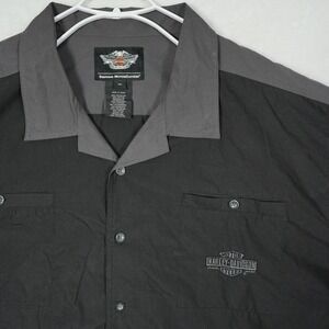 Harley-Davidson Mens 5XL Black Gray Skull Flame Mechanic Button Up Shirt 2010